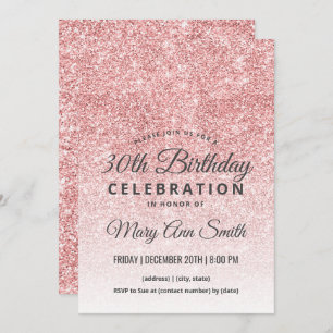 Invitation Rose Gold Blush Parties scintillant Sparkle 30e an