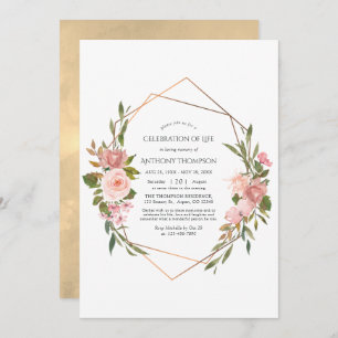 Invitation Rose Gold & Blush Pink Floral Célébration de la vi