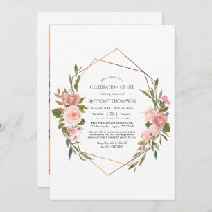 Invitation Rose Gold & Blush Pink Floral Célébration de la vi