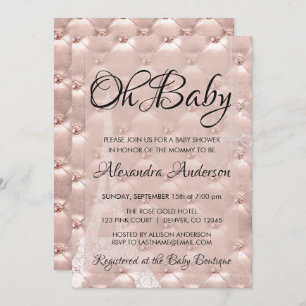 Invitation Rose Gold Blush Pink Paris Oh Baby shower