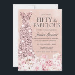 Invitation Rose Gold Blush rose Floral Fabuleux 50e anniversa<br><div class="desc">Rose Gold Blush Pink Floral Fabuleux 50e anniversaire Invitation Variations à l'invitation et articles correspondants dans notre magasin</div>