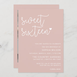 Invitation Rose Gold Blush Script Sweet 16 Anniversaire Photo
