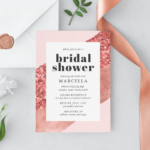 Invitation Rose Gold, Blush & Sequin Baby Shower de Mariage