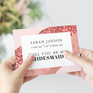 Invitation Rose Gold, Blush & Sequin Demoiselle d'Honneur