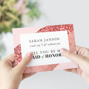 Invitation Rose Gold, Blush & Sequin Demoiselle d'Honneur