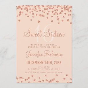 Invitation Rose Gold Blush Sweet 16 Anniversaire Parties scin