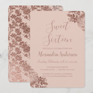 Invitation Rose Gold Blush Sweet sixteen rose Anniversaire