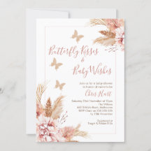 Rose Gold Boho Floral Butterfly Baby shower Baiser