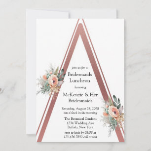 Invitation Rose Gold Boho Floral Triangle Bridesmaids Déjeune