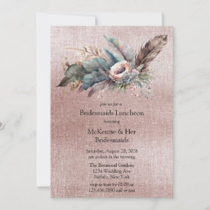 Invitation Rose Gold Boho Floral Triangle Bridesmaids Déjeune