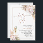 Invitation Rose Gold Boho sec Floral Pampas 40e anniversaire<br><div class="desc">Rose Gold Boho Dry Floral Pampas 40e Anniversaire Invitation Bohème inspiré bonjour 40, 4e anniversaire invitation avec des arrangements floraux blush ou mauve et rose poussiéreux avec l'herbe de pampas, et feuilles de palme. Le titre est une image amovible en feuille d'or rose. Cette invitation de 40, 40ème anniversaire de...</div>