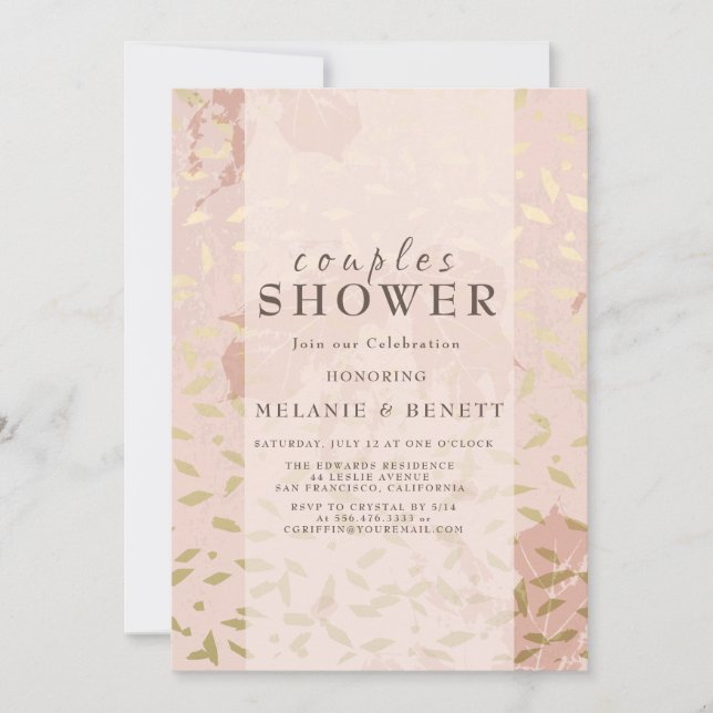 Invitation Rose Gold Botanical Couples Douche (Devant)