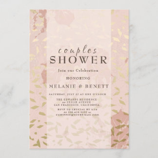 Invitation Rose Gold Botanical Couples Douche