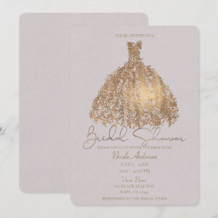 Invitation Rose Gold Botanique Feuille Fête des mariées robe