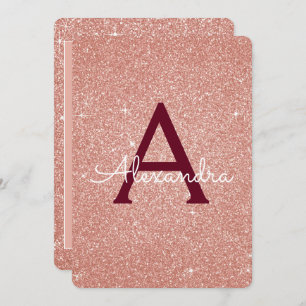 Invitation Rose Gold Bourgogne Parties scintillant étincelant