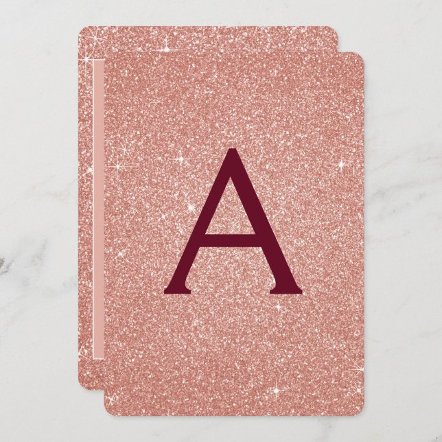 Invitation Rose Gold Bourgogne Parties scintillant étincelant (Devant / Derrière)