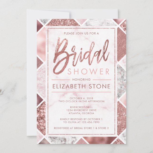 Invitation rose Gold Bridal Shower (Devant)