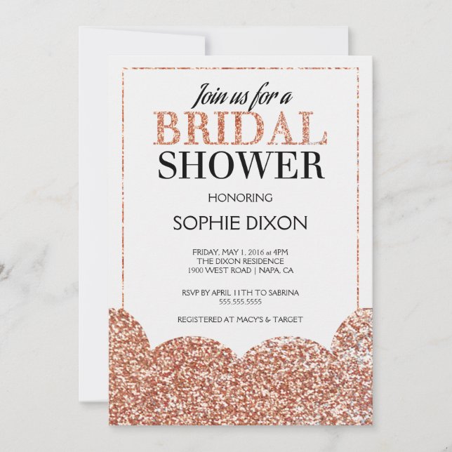 Invitation rose Gold Bridal Shower (Devant)