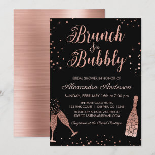 Invitation Rose Gold Brunch & Fête des mariées Bubbly