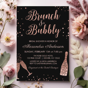 Invitation Rose Gold Brunch & Fête des mariées Bubbly