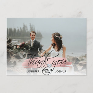 Invitation Rose Gold Brush Stroke Mariage Remerciement PHOT