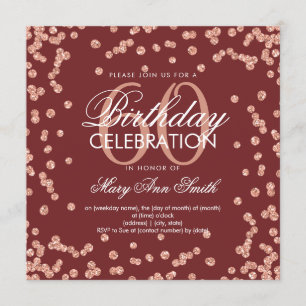 Invitation Rose Gold Burgundy 60e anniversaire Parties scinti