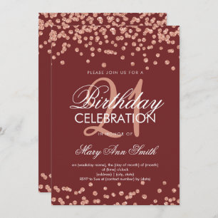 Invitation Rose Gold Burgundy Parties scintillant Confetti 21