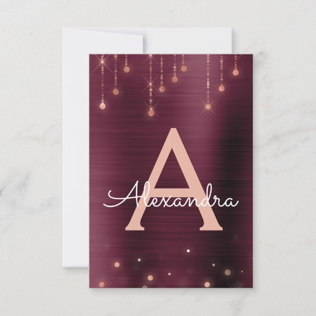 Invitation Rose Gold Burgundy Sparkle Sweet sixteen Anniversa (Devant)