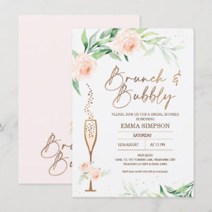 Invitation Rose Gold Calligraphie Fête de l'mariée florale