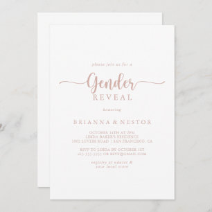 Invitation Rose Gold Calligraphie Genre Revevela Party