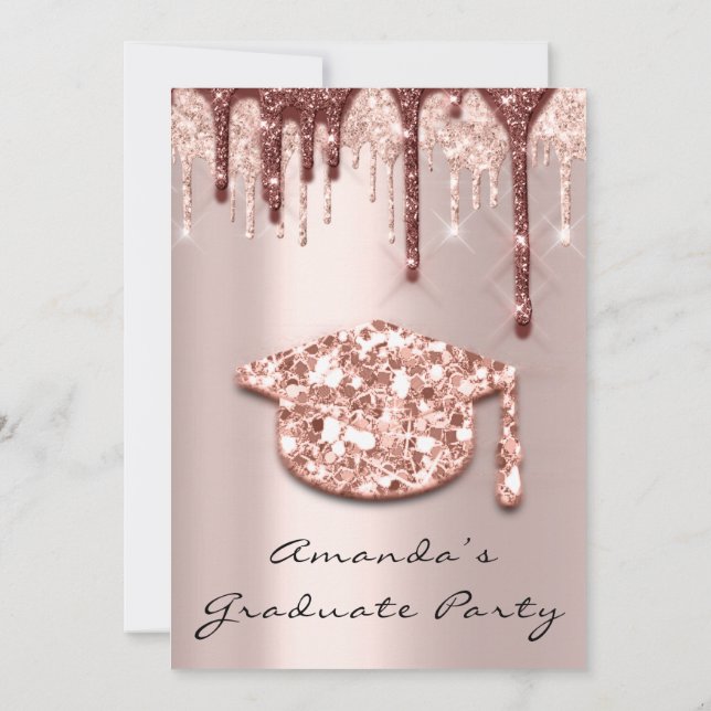Invitation Rose  Gold Casquette 3D Effet Glam Party (Dos)