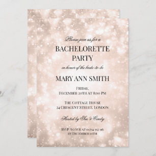 Invitation Rose Gold Champagne Bokeh Bachelorette Party