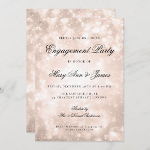 Invitation Rose Gold Champagne Bokeh Elegant Engagement Party