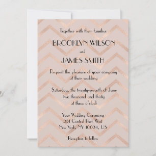 Invitation Rose Gold Chevron Wedding Invite
