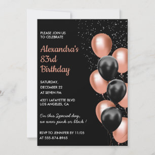 Invitation Rose gold chic 83e anniversaire