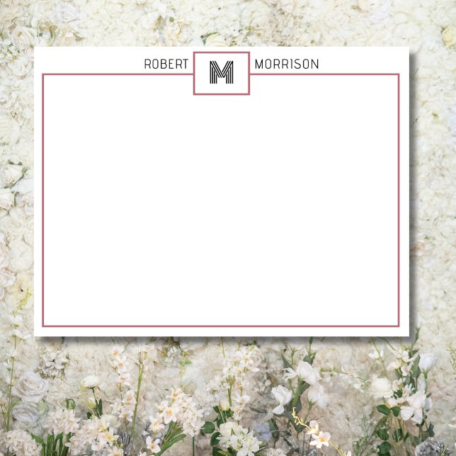 Invitation Rose Gold Chic Monogram Stationery Note Card (Créateur téléchargé)