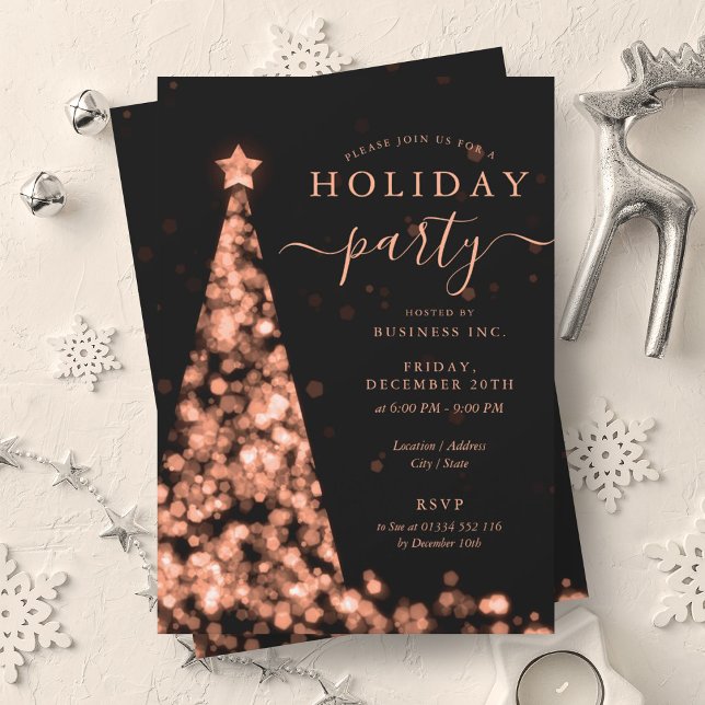 Invitation Rose Gold Christmas Tree Company Fête des fêtes (Rose Gold Christmas Tree Company Holiday Party Invitation)
