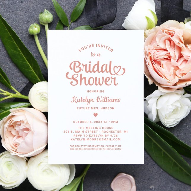 Invitation Rose Gold Cœur Script Fantaisie Enterrement de Vie (Créateur téléchargé)