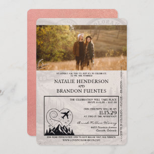 Invitation Rose Gold Colorado Mariage de passeport