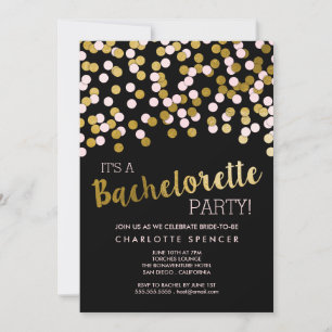 Invitation Rose  Gold Confetti Bachelorette Party