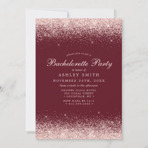Invitation Rose Gold Confetti Bourgogne Moderne Bachelorette