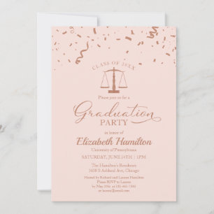 Invitation Rose Gold Confetti du Law School Graduation Party