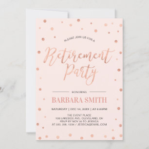 Invitation Rose Gold Confetti   Parti de la retraite moderne