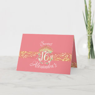 Invitation Rose Gold Crown Sweet sixteen Célébration