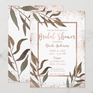 Invitation Rose Gold Cuivre Botanique Glam Réception de Maria