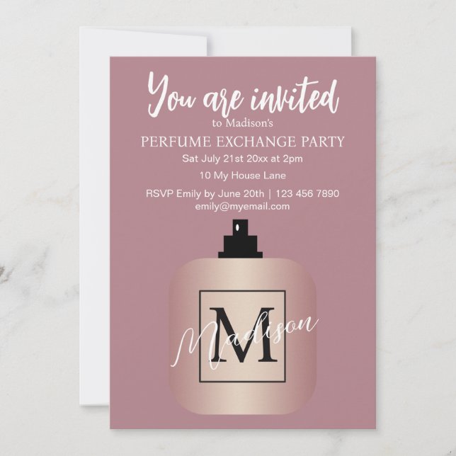 Invitation Rose Gold Custom Perfume Exchange Party (Devant)