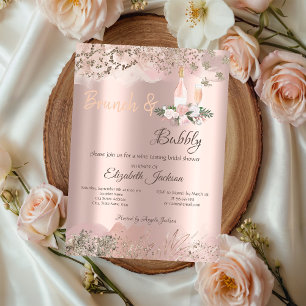 Invitation Rose Gold Déjeuner Brunch aux Frontières et Bulle