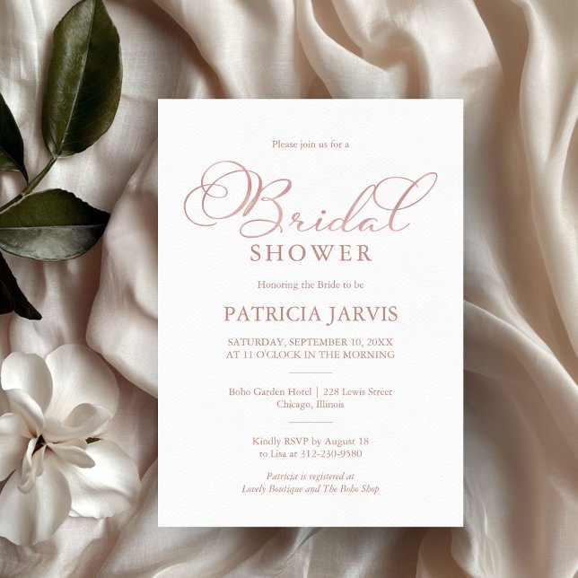 Invitation Rose Gold délicat en feuille avec écriture pour Ba (Créateur téléchargé)