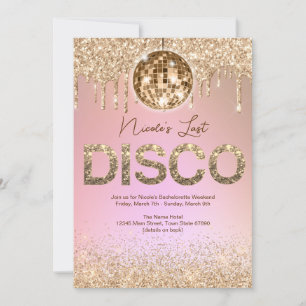 Invitation Rose Gold Dernière Disco Enterrement de Vie de Cél