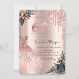 Invitation Rose Gold Drips Robe Moody Flowers 60e anniversair
